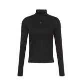 Maglietta Donna Calvin Klein Woven Label Turtleneck Nero | NonSoloSport