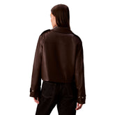 Giacca Donna Calvin Klein Leather Moto Marrone | NonSoloSport