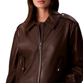 Giacca Donna Calvin Klein Leather Moto Marrone | NonSoloSport