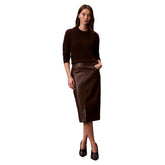 Gonna Donna Calvin Klein Midi Ecopelle Marrone | NonSoloSport