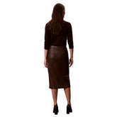 Gonna Donna Calvin Klein Midi Ecopelle Marrone | NonSoloSport