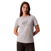 T-Shirt Donna Calvin Klein Monologo Metallic Grigio | NonSoloSport