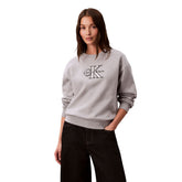 Felpa Donna Calvin Klein Monologo Metallic Grigio | NonSoloSport