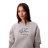 Felpa Donna Calvin Klein Monologo Metallic Grigio | NonSoloSport