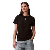 T-Shirt Donna Calvin Klein Logo Label Classic Nero | NonSoloSport
