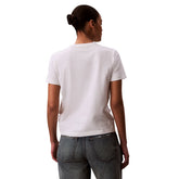 T-Shirt Donna Calvin Klein Logo Label Classic Bianco | NonSoloSport