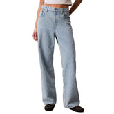 Jeans Donna Calvin Klein All-Over Logo Baggy Azzurro | NonSoloSport