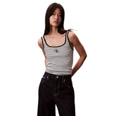 Canotta Donna Calvin Klein Scollo Rotondo Bianco Nero | NonSoloSport