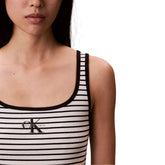 Canotta Donna Calvin Klein Scollo Rotondo Bianco Nero | NonSoloSport