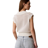 Gilet Polo Donna Calvin Klein Crochet Bianco | NonSoloSport