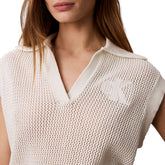 Gilet Polo Donna Calvin Klein Crochet Bianco | NonSoloSport