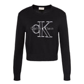 Maglione Donna Calvin Klein Logo Outline Nero | NonSoloSport