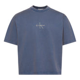 T-Shirt Uomo Calvin Klein 90S Fit Monologo Azzurro | NonSoloSport