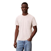 T-Shirt Uomo Calvin Klein 30S Logo Badge Beige | NonSoloSport