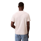T-Shirt Uomo Calvin Klein 30S Logo Badge Beige | NonSoloSport