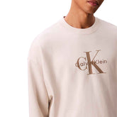 Felpa Uomo Calvin Klein Monogram Oversize Beige | NonSoloSport