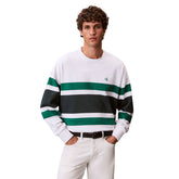 Felpa Uomo Calvin Klein Block Stripe Bianco Verde | NonSoloSport