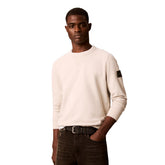 Felpa Uomo Calvin Klein Logo Badge Beige | NonSoloSport