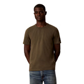 T-Shirt Uomo Calvin Klein Jersey Badge Verde Oliva | NonSoloSport