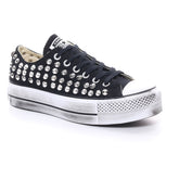 Converse All Star Ox Lift Luxury Pack Donna Nero Bianco Borchie | NonSoloSport