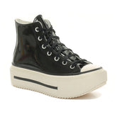 Sneakers Converse Chuck Taylor All Star Lift Double Stack Platform Patent Leather Nero Bianco | NonSoloSport