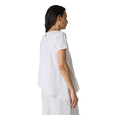T-Shirt Donna Deha Inserti Lino V Neck Bianco | NonSoloSport