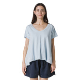 T-Shirt Donna Deha Inserti Lino V Neck Azzurro | NonSoloSport
