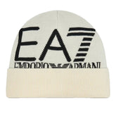 Berretto Emporio Armani 7 Beanie Big Logo Avorio Nero | NonSoloSport