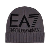 Berretto Emporio Armani 7 Beanie Big Logo Grigio Nero | NonSoloSport