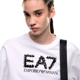 Felpa Donna Emporio Armani 7 Logo Series Bianco Nero | NonSoloSport