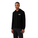 Felpa Uomo Emporio Armani 7 Poly Stretch Piquet Full Zip Cappuccio Gold Label Nero | NonSoloSport