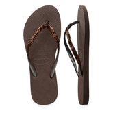 Ciabatta Donna Havaianas Slim Glitter II Marrone Scuro | NonSoloSport