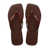 Ciabatta Donna Havaianas Slim Square Glitter Marrone | NonSoloSport
