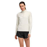 Maglia Donna Hoka GlideTech Quarter Zip Beige | NonSoloSport
