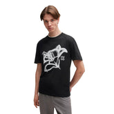 T-Shirt Uomo Hugo Grafica Floreale Nero | NonSoloSport