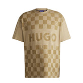 T-Shirt Uomo Hugo Stampa Scacchiera Beige | NonSoloSport