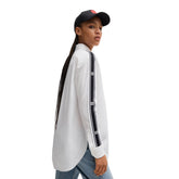 Camicia Donna Hugo Logo Scomposto Bianco | NonSoloSport