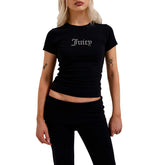 T-Shirt Donna Juicy Couture Diamante Logo Nero | NonSoloSport