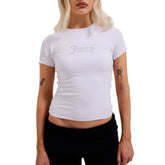 T-Shirt Donna Juicy Couture Diamante Logo Bianco | NonSoloSport