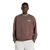 Felpa Uomo New Balance Athletics Premium Logo Crew Marrone | NonSoloSport