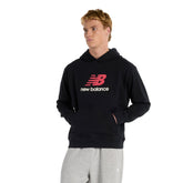 Felpa Uomo New Balance Athletics French Terry Logo Nero Rosso | NonSoloSport
