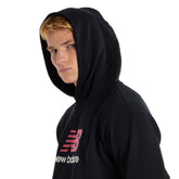 Felpa Uomo New Balance Athletics French Terry Logo Nero Rosso | NonSoloSport