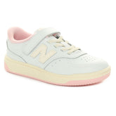 Sneakers Bambino New Balance B80 Court Bianco Rosa | NonSoloSport