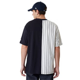 New Era T-Shirt New York Yankees MLB Half Striped Uomo Nero Bianco | NonSoloSport