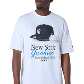 T-Shirt Uomo New Era New York Yankees MLB Script Bianco | NonSoloSport