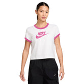 T-shirt Donna Nike Ringer Tee Bianco Rosa | NonSoloSport