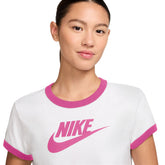 T-shirt Donna Nike Ringer Tee Bianco Rosa | NonSoloSport