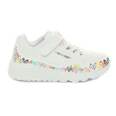 Sneakers Bambino Skechers JGoldcrownUNO Lite Heart Craze Bianco | NonSoloSport