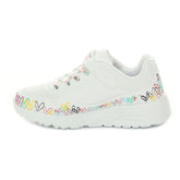 Sneakers Bambino Skechers JGoldcrownUNO Lite Heart Craze Bianco | NonSoloSport