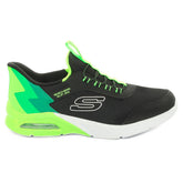 Sneakers Bambino Skechers Microspec Max Brisk Stripe Nero Lime | NonSoloSport